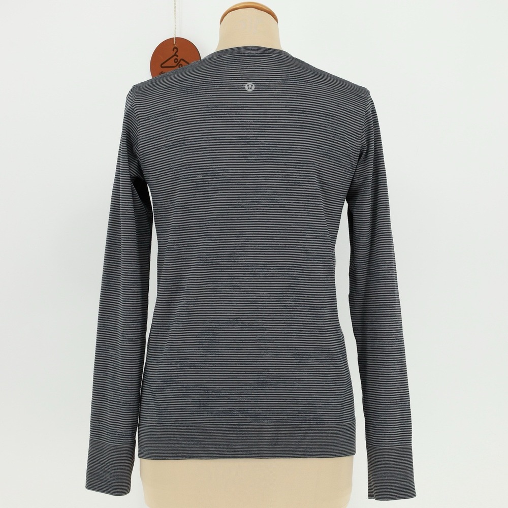 Lululemon Swiftly Relaxed Long Sleeve Size 4‎ Chroma Stripe Black Gull Grey - Picture 4 of 7